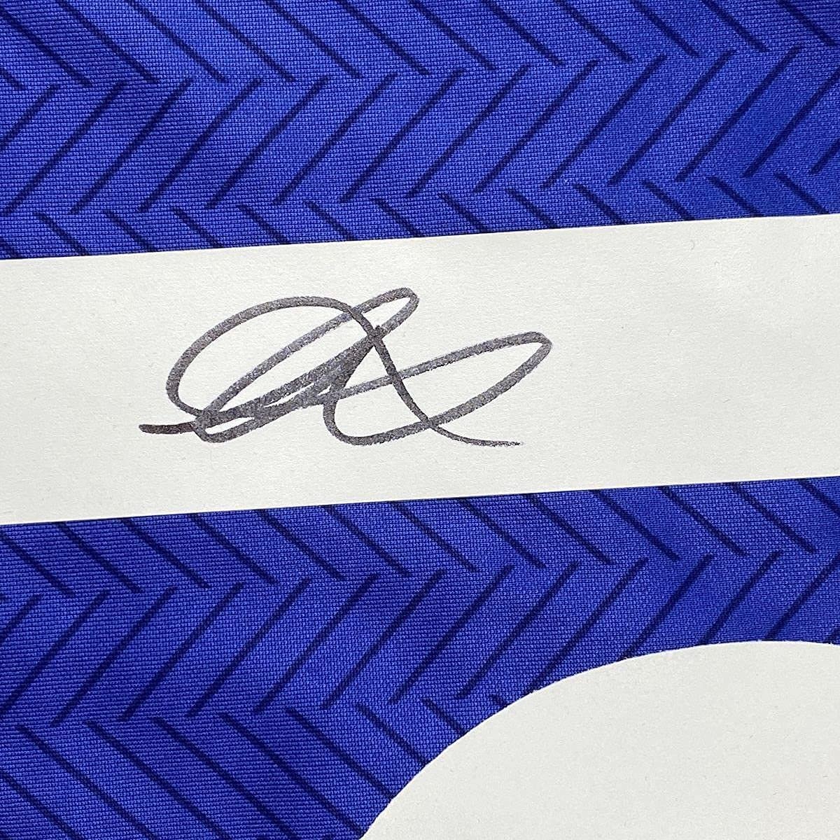 Framed Autographed/Signed Mason Mount 35x39 Chelsea FC Blue Soccer Futbol Jersey Beckett BAS COA #2