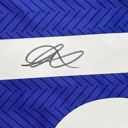 Framed Autographed/Signed Mason Mount 35x39 Chelsea FC Blue Soccer Futbol Jersey Beckett BAS COA #2