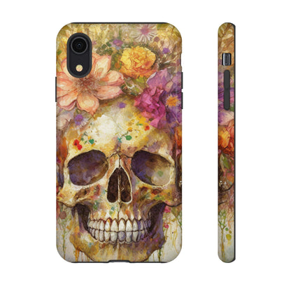 Unique Floral Skull Tough Phone Case