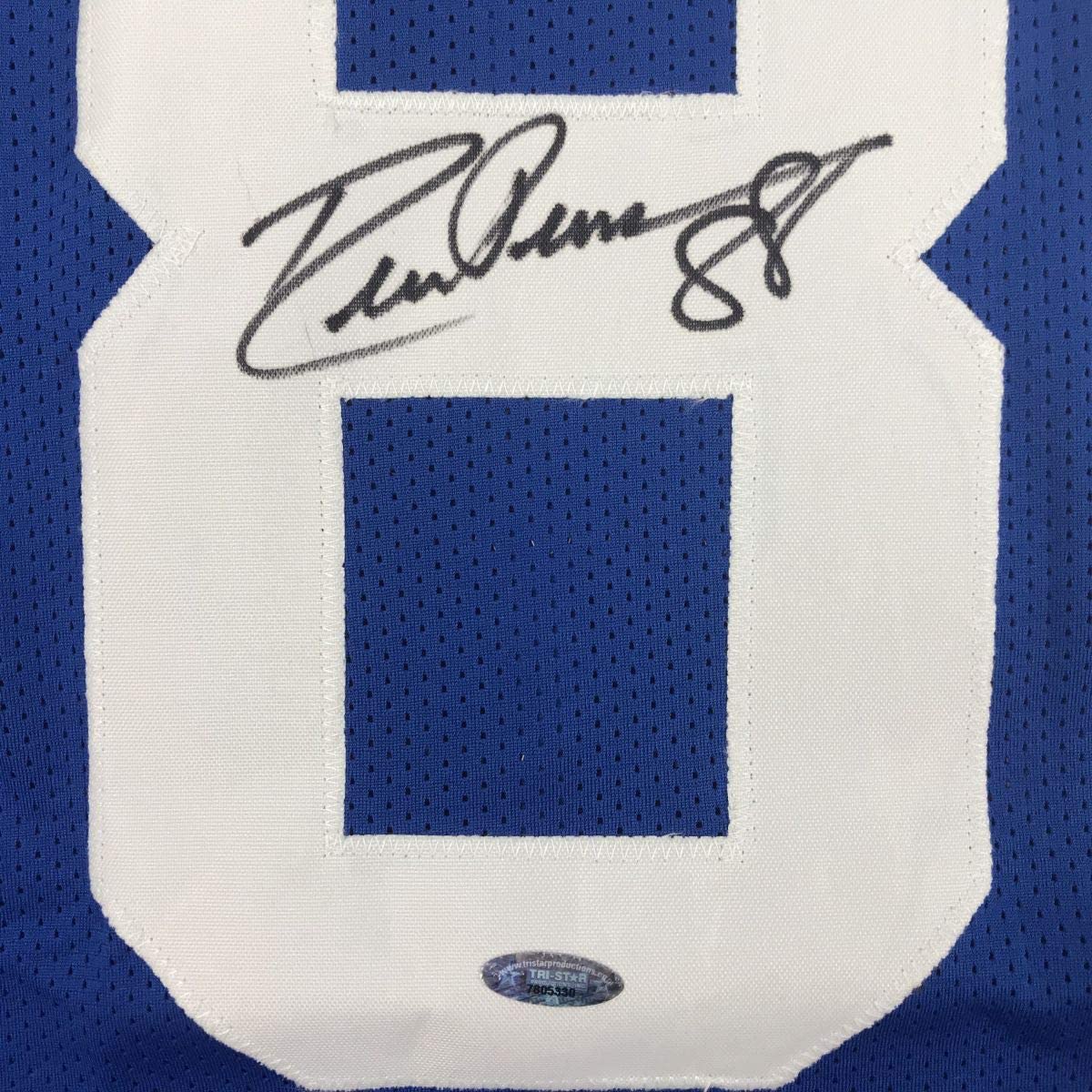 Autographed/Signed Drew Pearson Dallas Blue Football Jersey Tristar COA Holo Only