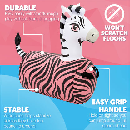 WADDLE Hip Hopper Inflatable Hopping Animal Bouncer Zebra, Ages 2 and Up