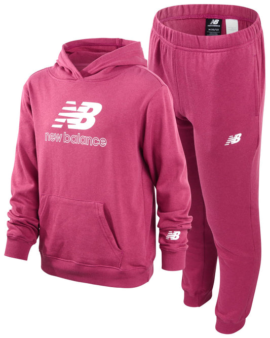 New Balance Girls' Sweatsuit - 2 Piece Active Fleece Sweatshirt and Sweatpants - Performance Jogger Pants Set for Girls, 7-12, Size 10-12, Scorpio