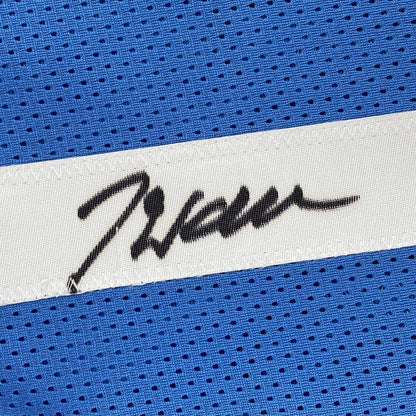 Framed Autographed/Signed John Wall 35x39 Houston Light Blue Basketball Jersey JSA COA