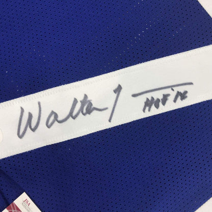 Autographed/Signed Walter Jones HOF 14 Seattle Blue Football Jersey JSA COA