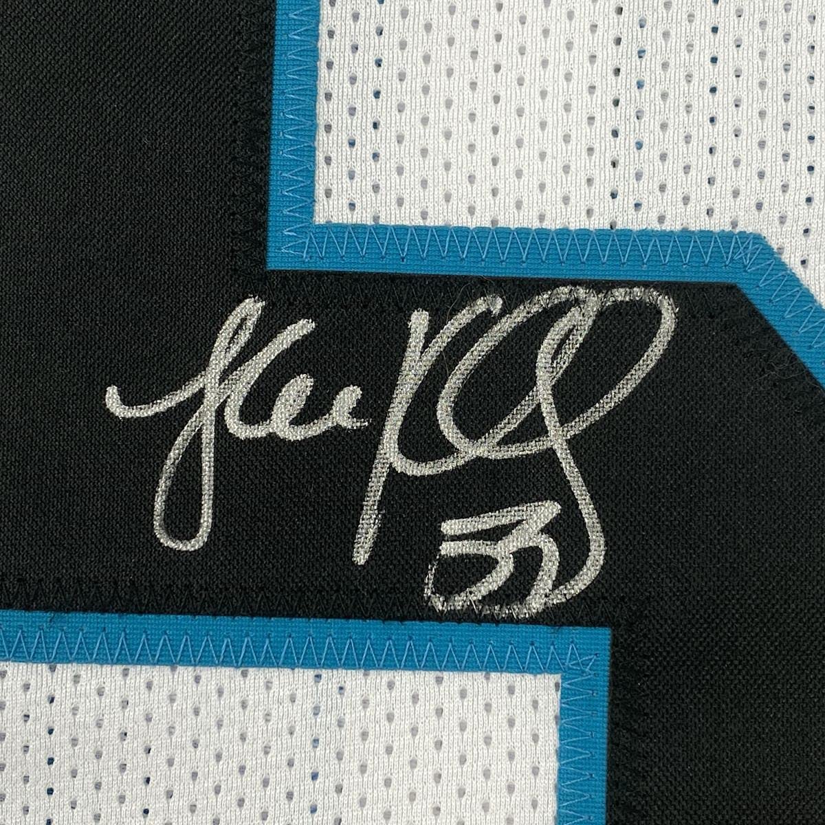 Autographed/Signed Luke Kuechly Carolina White Football Jersey Beckett BAS COA
