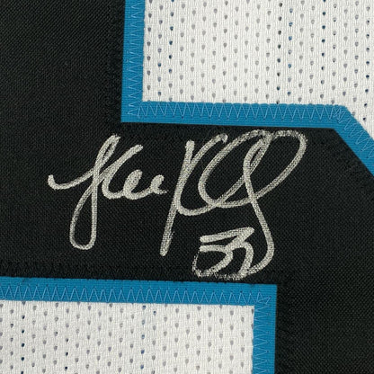 Autographed/Signed Luke Kuechly Carolina White Football Jersey Beckett BAS COA