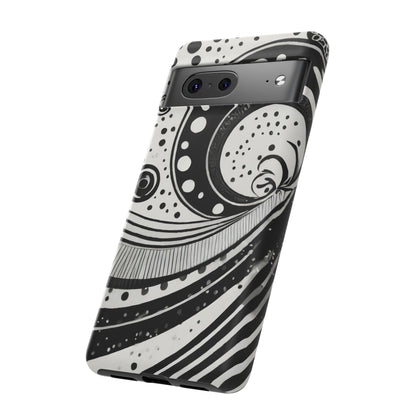 Artistic Black & White Swirl Tough Phone Case