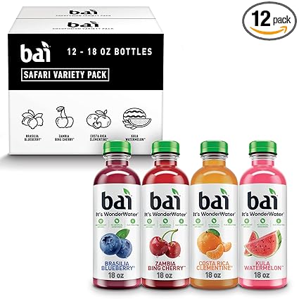 Bai Flavors Variety Pack, Antioxidant Infused Water Beverage, with Vitamin C and No Artificial Sweeteners, 18 fl oz bottles, 12 pack