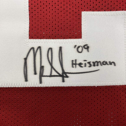 Framed Autographed/Signed Mark Ingram 09 Heisman 35x39 Alabama Red College Football Jersey Beckett BAS COA