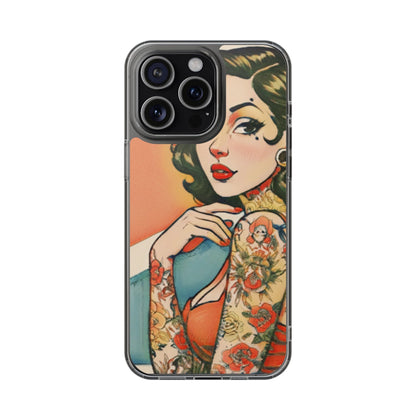 Retro Pin Up Clear Phone Case