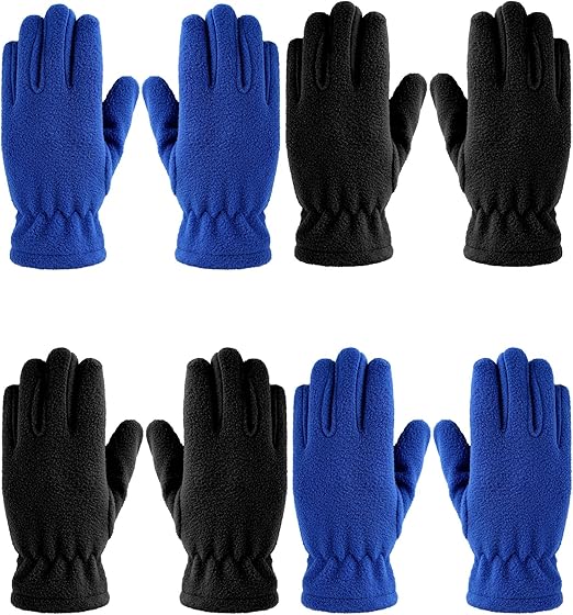 4 Pairs Kids Polar Fleece Gloves Full Fingers Warm Mitten Soft Winter Gloves Favor for Boys Girls Children Outdoor Activities