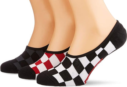 Vans Canoodle Super No-Show - 3 Pack Socks, Red/White Check, (9.5-13) M US