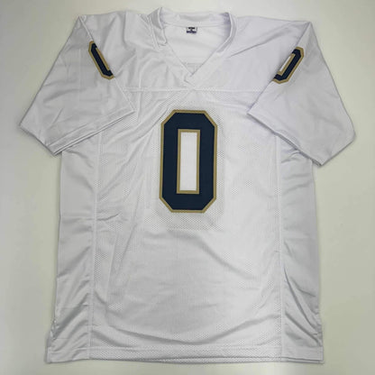 Autographed/Signed Xavier Watts All-American Notre Dame White College Football Jersey JSA COA