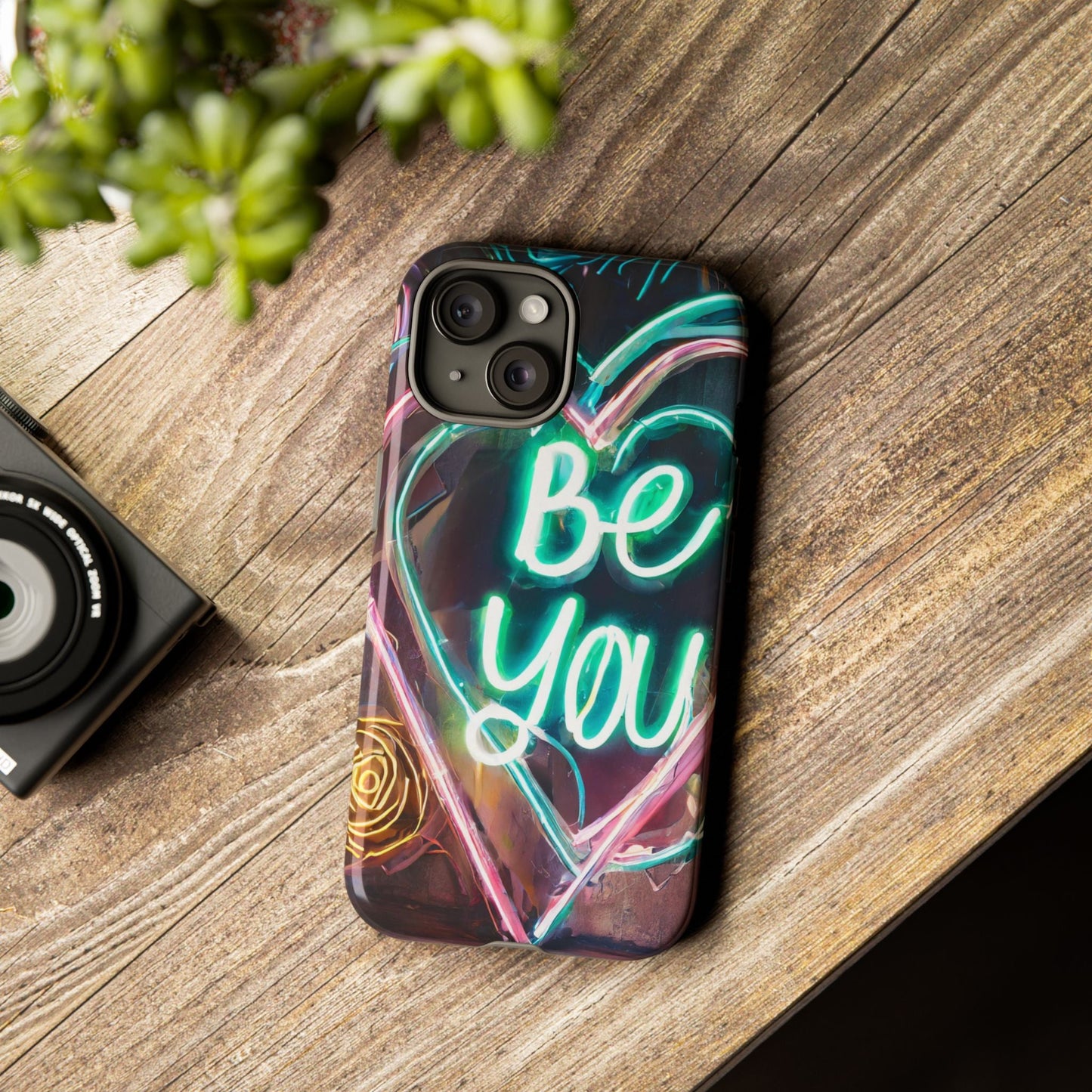 Be You Colorful Neon Heart Tough Phone Case