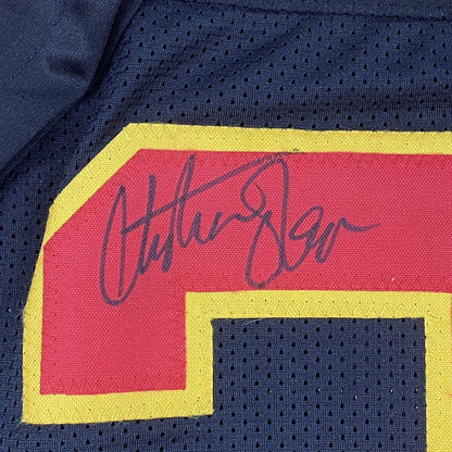 Autographed/Signed Christian Okoye Kansas City Black Football Jersey JSA COA