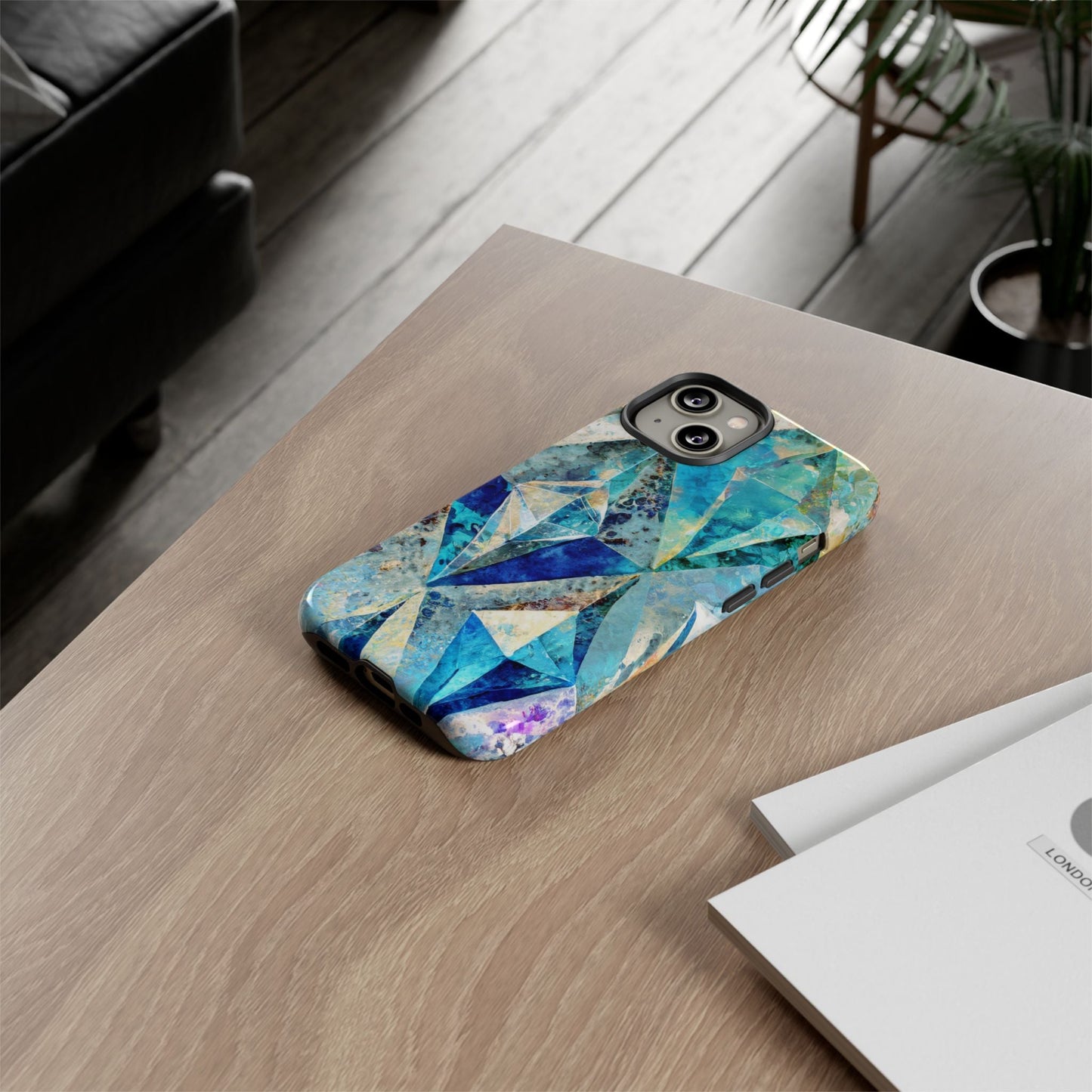 Diamond Blue Abstract Tough Phone Case