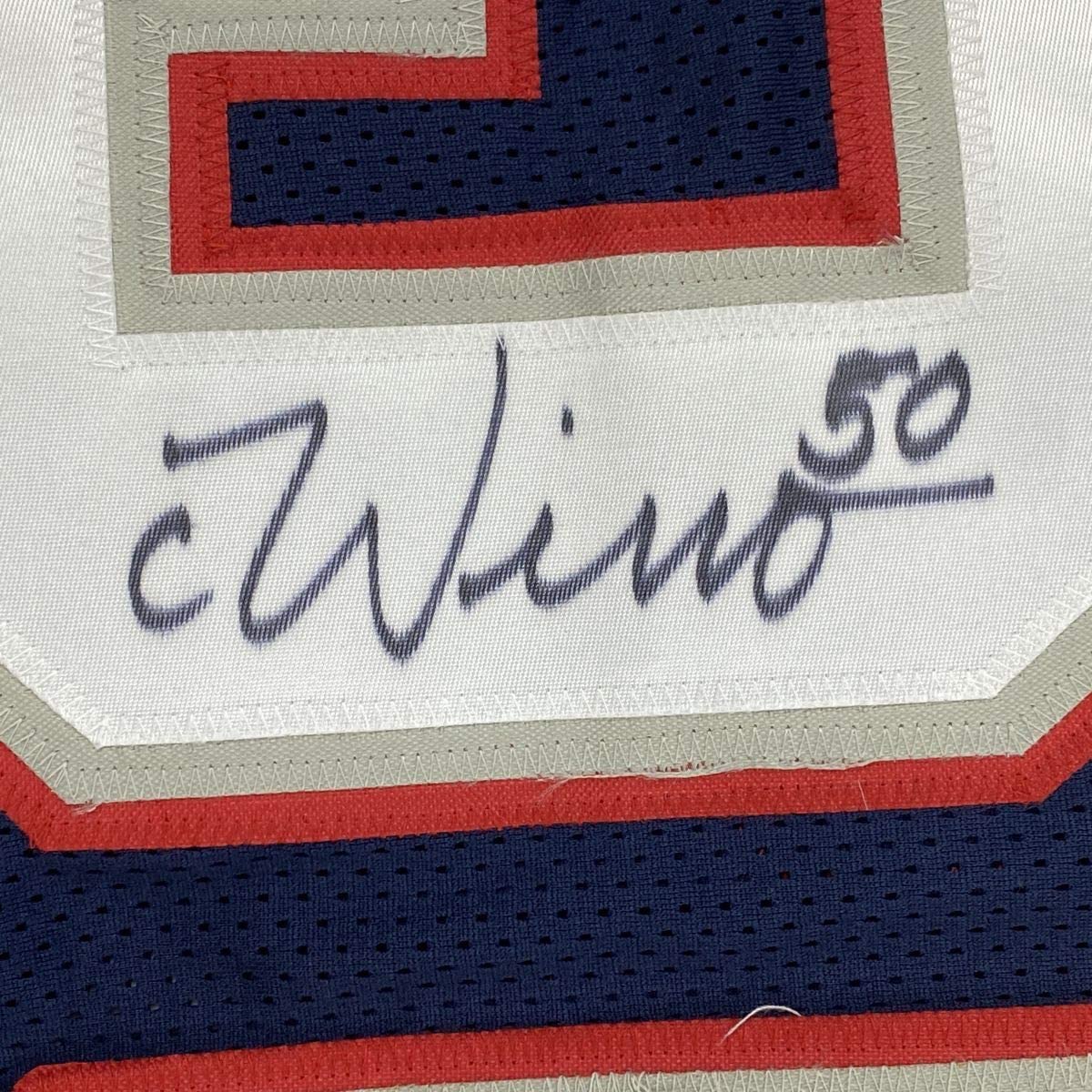 Autographed/Signed Chase Winovich New England Blue Football Jersey Beckett BAS COA