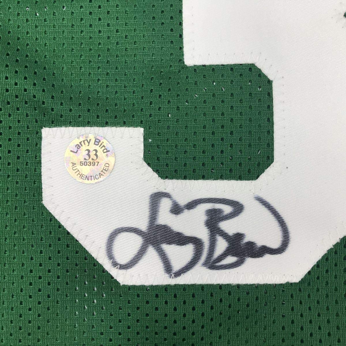 Autographed/Signed Larry Bird Boston Green Basketball Jersey Athlete Hologram COA