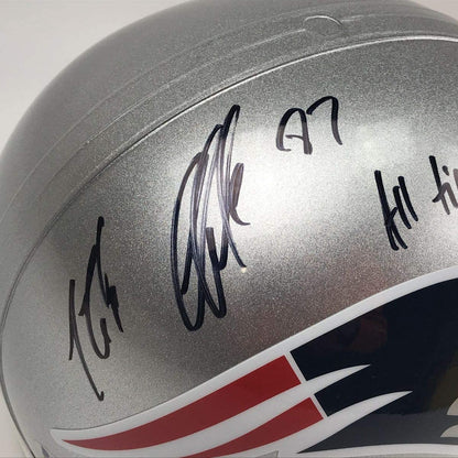 Autographed/Signed Rob Gronkowski Inscribed New England Patriots Full Size FS F/S Replica Football Helmet Beckett BAS COA