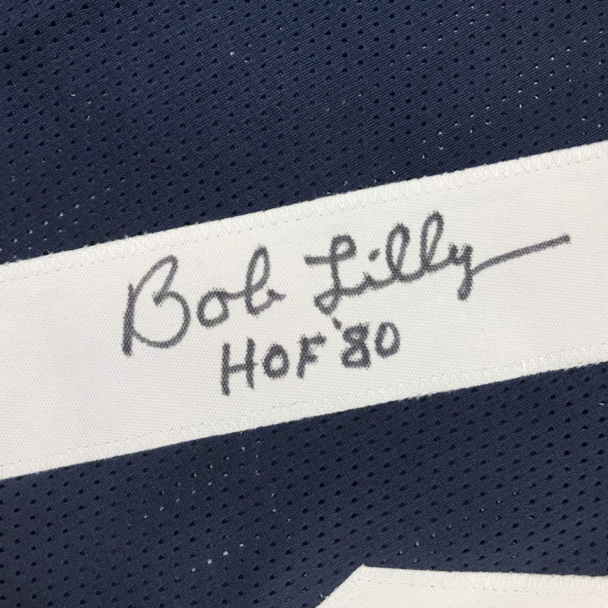 Autographed/Signed Bob Lilly HOF 80 Dallas Thanksgiving Day Football Jersey JSA COA