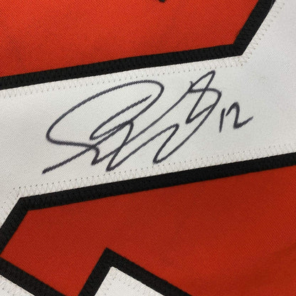Framed Autographed/Signed Simon Gagne 35x39 Philadelphia Orange Hockey Jersey JSA COA
