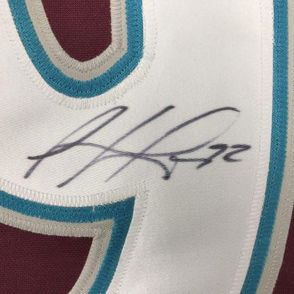 Framed Autographed/Signed Gabriel Landeskog 35x39 Colorado Maroon Hockey Jersey Beckett BAS COA