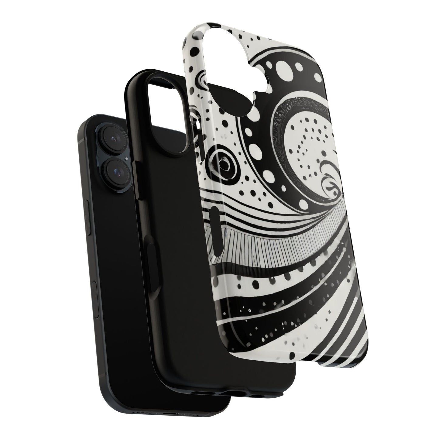 Artistic Black & White Swirl Tough Phone Case