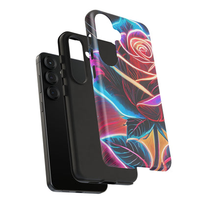 Artistic Neon Rose Tough Phone Case