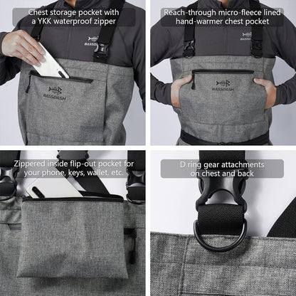 BASSDASH IMMERSE Breathable Ripstop Stocking Boot Foot Fishing Hunting Waders Lightweight Grey Camo Chest Wader for Men Women