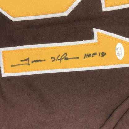 Autographed/Signed Trevor Hoffman HOF 18 San Diego Brown Baseball Jersey JSA COA