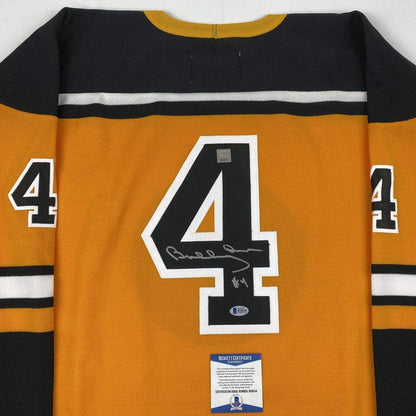 Autographed/Signed Bobby Orr Boston Yellow Hockey Jersey Beckett BAS & GNR COA
