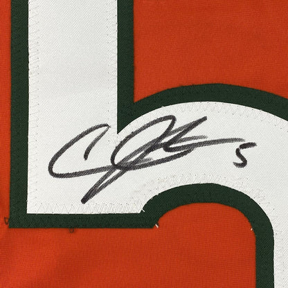 Autographed/Signed Andre Johnson Miami Orange College Football Jersey JSA COA