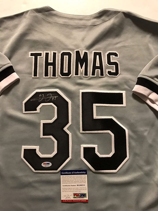 Autographed/Signed Frank Thomas Chicago White Sox Grey Baseball Jersey PSA/DNA COA