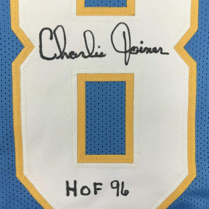 Framed Autographed/Signed Charlie Joiner HOF 96 35x39 San Diego Powder Blue Football Jersey JSA COA