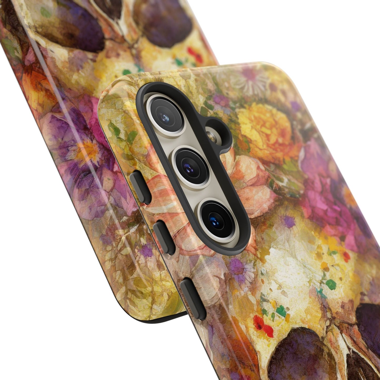 Unique Floral Skull Tough Phone Case