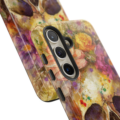 Unique Floral Skull Tough Phone Case