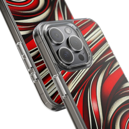 Red & White Swirl Abstract Clear Phone Case