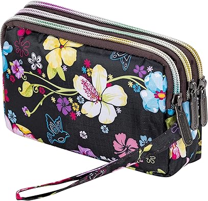 BIAOTIE Large Capacity Wristlet Wallet - Women Printed Nylon Waterproof Handbag Clutch Purse