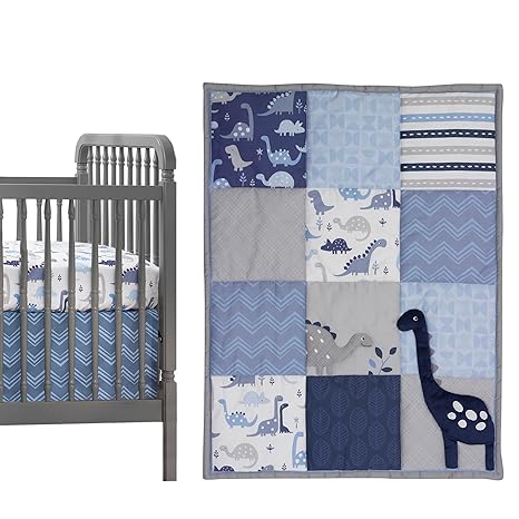 Bedtime Originals Roar Dinosaur 3 Piece Crib Bedding Set, Blue/Gray, Š—_44x1x35 Inch