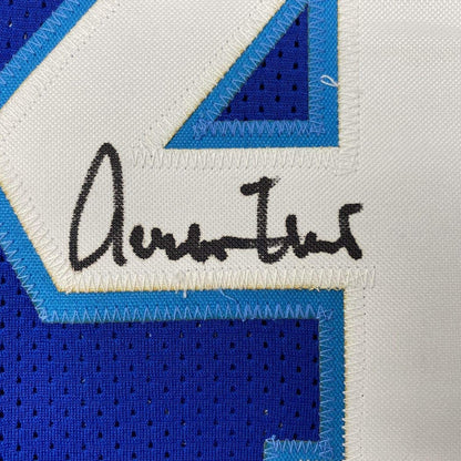 Autographed/Signed Jerry West Los Angeles LA Blue Basketball Jersey JSA COA