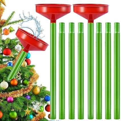 2Sets 47Inch Christmas Tree Watering Funnel, Wide Spout Christmas Tree Funnel Watering System with Green Stainless Steel Tubes Xmas Tree Watering Device Plant Watering Tool for Indoor Outdoor Plants