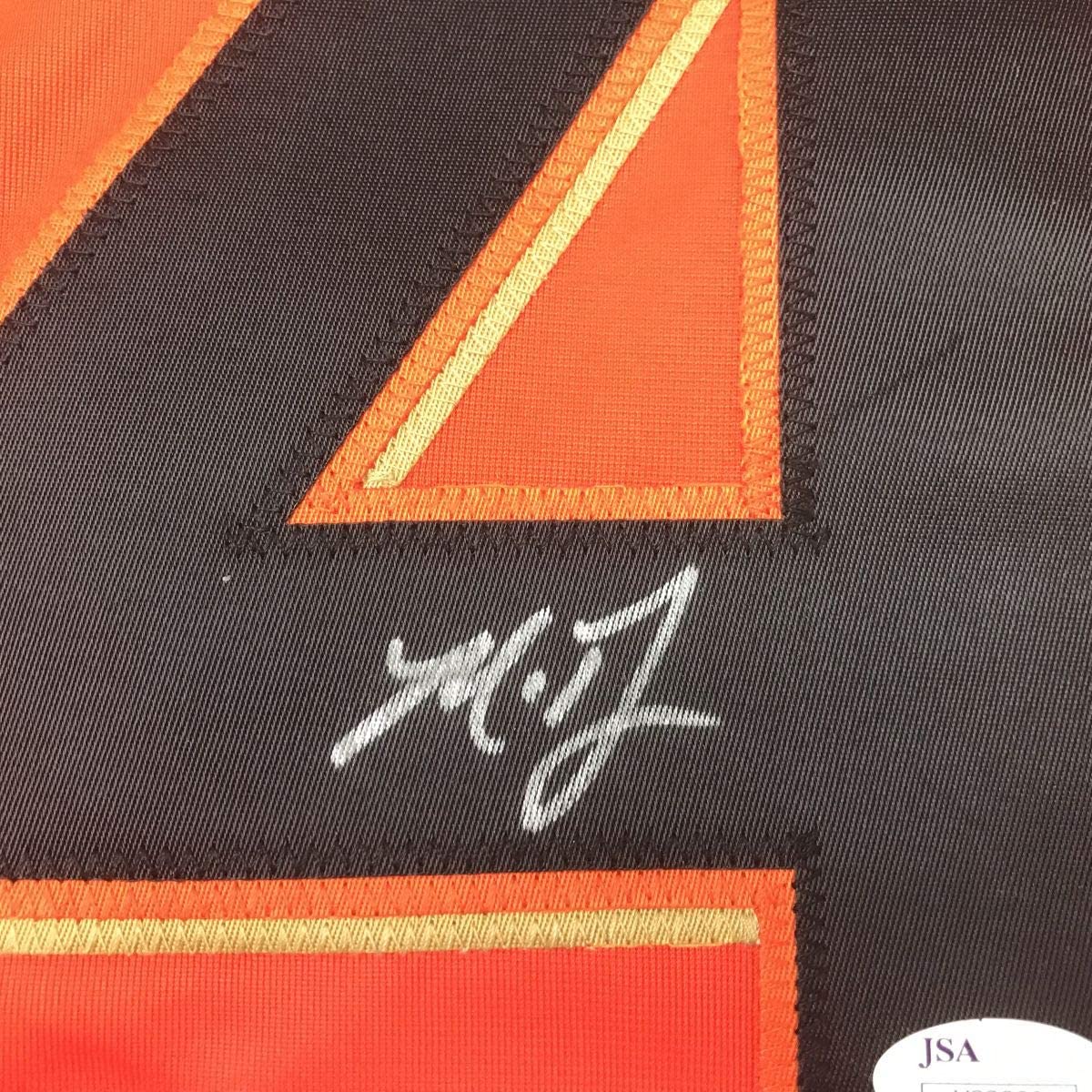 Autographed/Signed Madison Bumgarner San Francisco Orange Baseball Jersey JSA COA