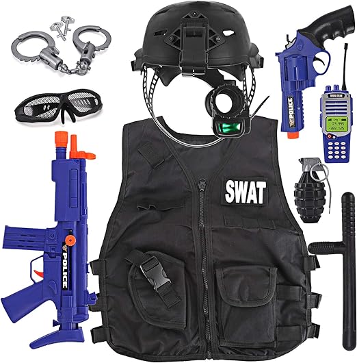 Liberty Imports Kids Costume Dress Up Deluxe Role Play Set with Helmet, Night Vision Monocular, Guns, Weapons, Accessories