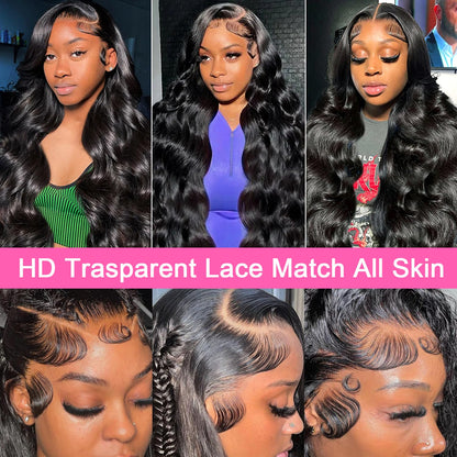 Body Wave Lace Front Wigs Human Hair Pre Plucked 180 Density 26 Inch 13x4 HD