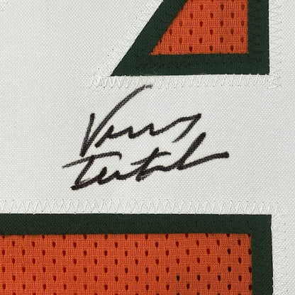 Framed Autographed/Signed Vinny Testaverde 35x39 Miami Orange College Football Jersey Beckett BAS COA
