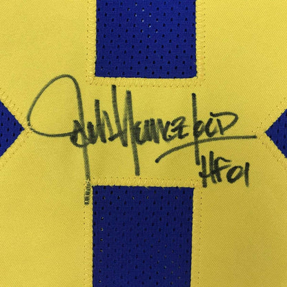 Autographed/Signed Jack Youngblood HOF 01 Los Angeles LA Blue Football Jersey JSA COA