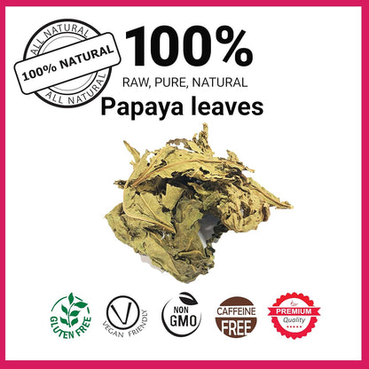 Akshit  Papaya Leaves, Hojas de papaya, 2.6oz, Dried From Green Papaya Leaf, Herbal Tea, Non GMO, Caffeine free, Sugar free, Rich In Vitamins.
