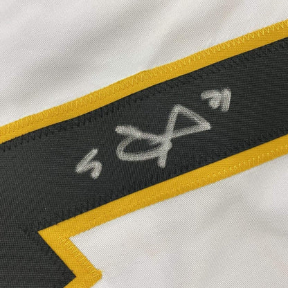 Framed Autographed/Signed Evgeni Malkin 35x39 Pittsburgh White Hockey Jersey Beckett BAS COA