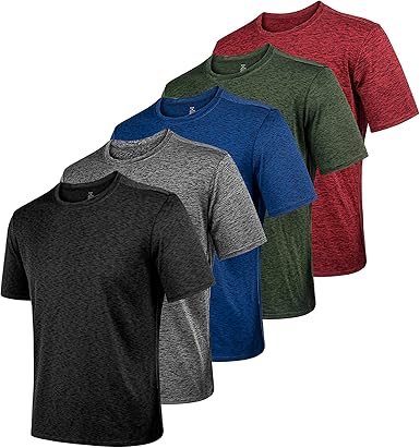 2&5 Pack Men's T Shirts, Crew Neck Breathable Short Sleeve, Ultra-Soft Lightweight Gym Tees for Athletic and Casual