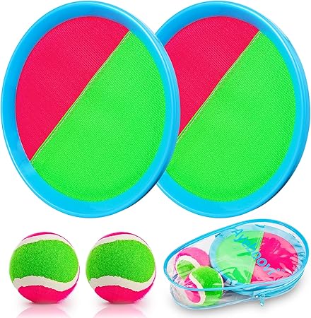 Ayeboovi Toss and Catch Ball Game Outdoor Toys for Kids Beach Pool Toys Yard Lawn Games Boys Toys Ages 3 4 5 6 7 8 9 10 Year Olds Toys Birthday Valentine's Day Easter Gifts (2 Paddles 2 Balls)